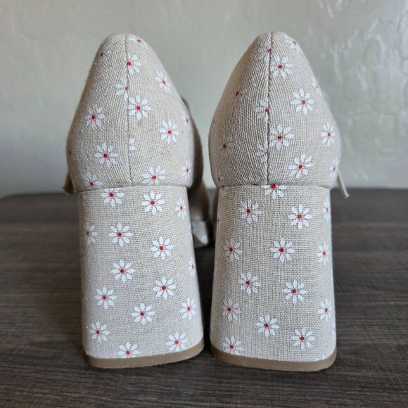 Madden Girl Mantel Mary Jane Platforms Daisy Print Chunky Block Heels Beige 9.5 - Picture 5 of 12